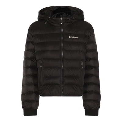 Shop Palm Angels Logo Detailed Quilted Jacket In Nero