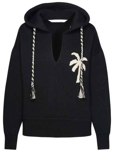 Shop Palm Angels Black Wool Blend Sweatshirt In Nero