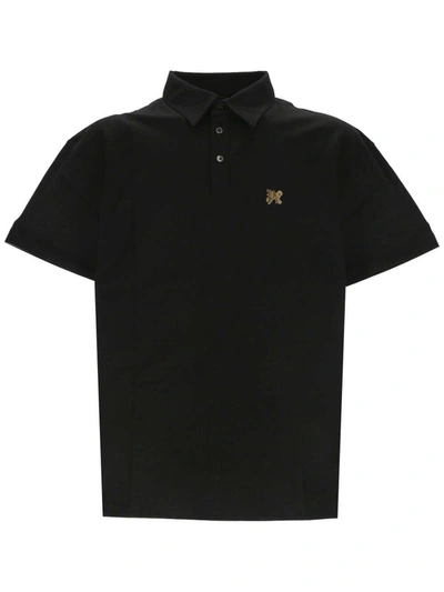 Shop Palm Angels Logo Patch Short-sleeved Polo Shirt In Nero Oro