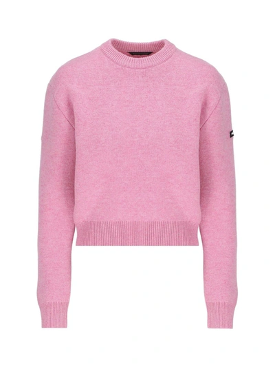 Shop Balenciaga Logo Patch Knitted Jumper In Pink