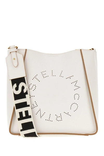 Shop Stella Mccartney Logo Perforated Crossbody Bag In Pure White