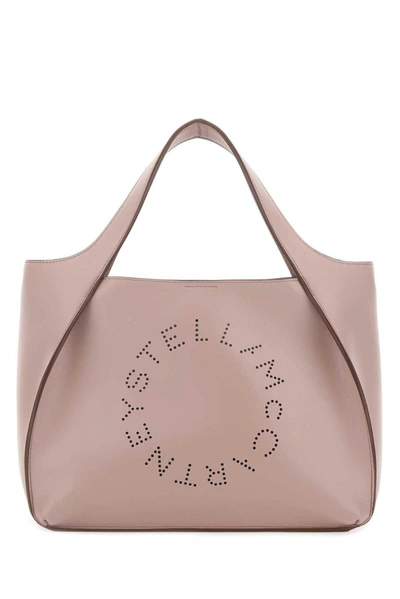 Shop Stella Mccartney Logo Embossed Top Handle Bag In Shell