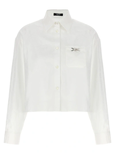 Shop Versace Broccato Shirt In White