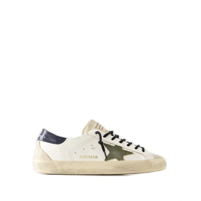 Shop Golden Goose Super-star Sneakers In White Seedpearl Green Blue