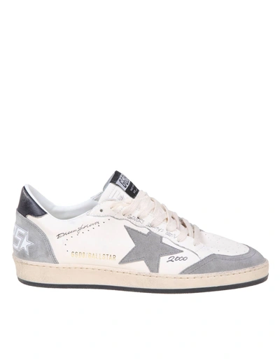 Shop Golden Goose Ballstar Sneakers In White And Gray Leather And Suede In White/grey/blue