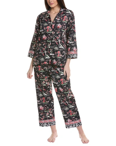 Shop Natori 2pc Kana Pajama Set In Black
