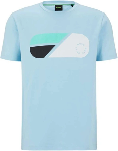 Shop Hugo Boss Men's Tee 9 Logo Short Sleeve Crew Neck T-shirt In Light Blue