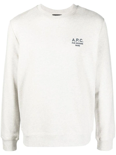 Shop Apc A.p.c. Logo Organic Cotton Sweatshirt In Beige