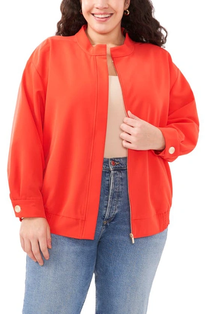 Shop Vince Camuto Oversize Water Repellent Bomber Jacket In Tulip Red