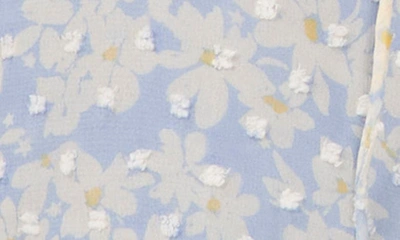 Shop Cece Floral Print Flutter Sleeve Top In Blue Air