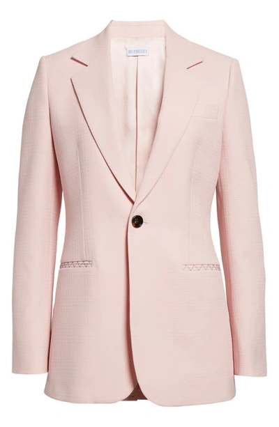 Shop Burberry One-button Wool Blazer In Cameo