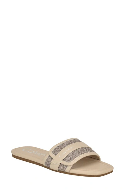 Shop Calvin Klein Bonica Slide Sandal In Dark Natural Logo