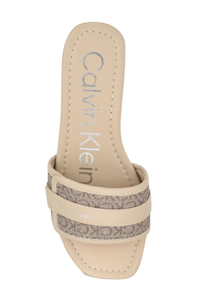 Shop Calvin Klein Bonica Slide Sandal In Dark Natural Logo
