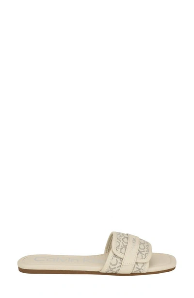 Shop Calvin Klein Bonica Slide Sandal In Ivory Logo