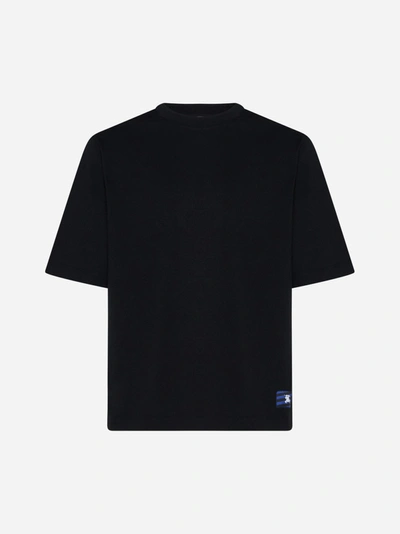 Shop Burberry Logo-patch Cotton T-shirt In Black