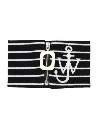 Shop Jw Anderson J.w. Anderson Striped Anchor Neckband In Black