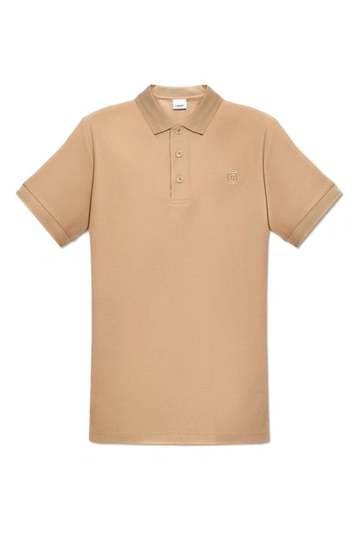 Shop Burberry Logo Embroidered Polo Shirt In Brown