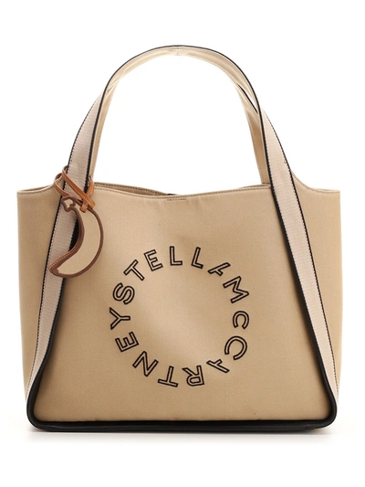 Shop Stella Mccartney Stella Logo Handbag In Beige
