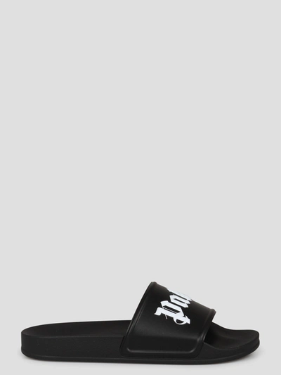 Shop Palm Angels Logo Slide Sandal In Black