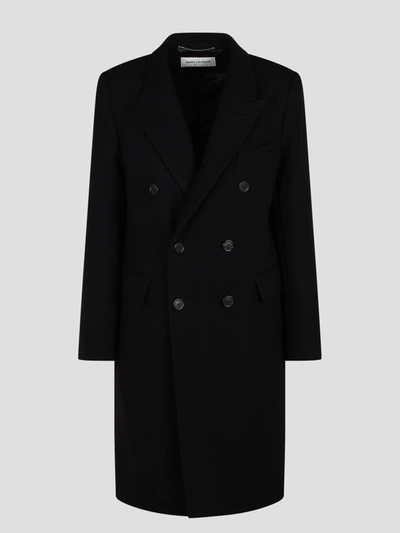 Shop Saint Laurent Wool And Cashmere Coat In Black