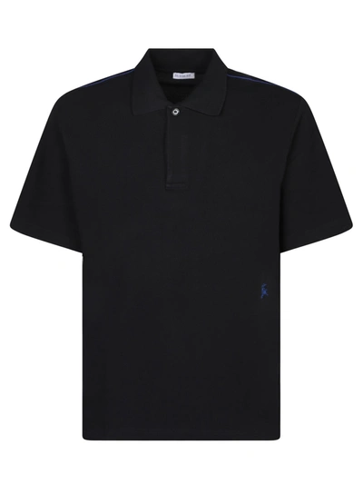 Shop Burberry Knight Black Polo Shirt