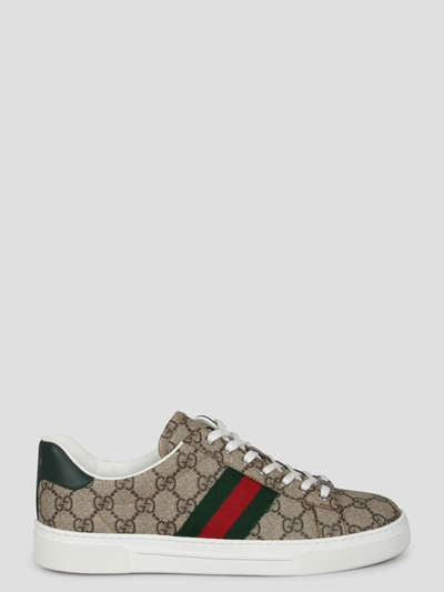 Gucci Ace Gg Supreme Bee-print Monogrammed Sneakers In Beige