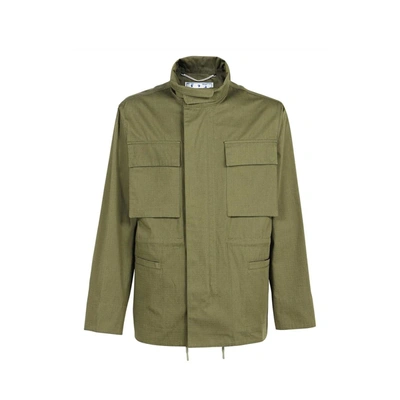 Shop Off-white Arrow Field Cotton Jacket In Green