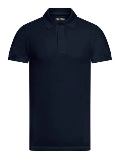 Shop Tom Ford Cut And Sewn Polo Shrt Knitted In Ink