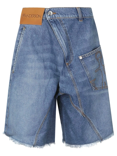 Shop Jw Anderson J.w. Anderson Twisted Workwear Shorts In Light Blue Denim