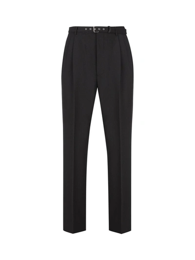 Shop Prada Belted Tailored Trousers In Nero