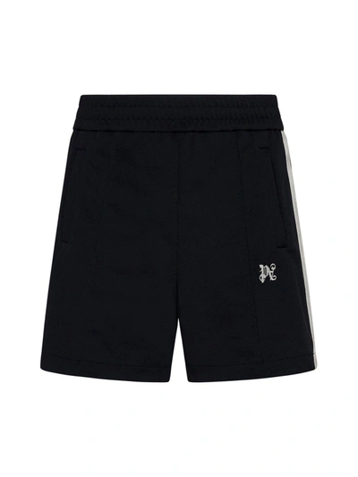 Shop Palm Angels Logo Embroidered Sweat Shorts In Nero