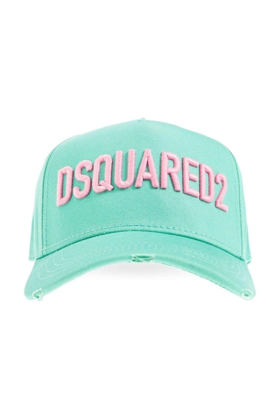 Shop Dsquared2 Logo Embroidered Baseball Cap In Verde Acqua Rosa