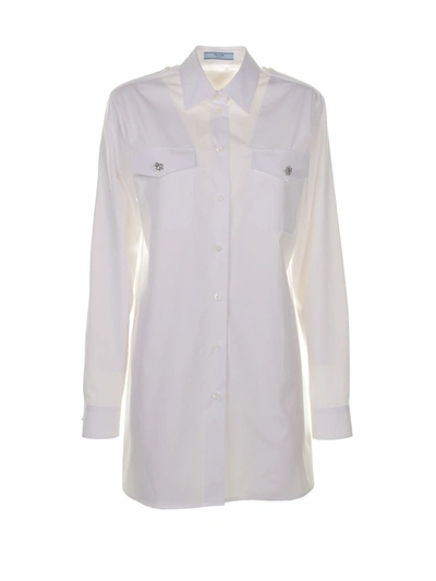 Shop Prada Poplin Shirt In White