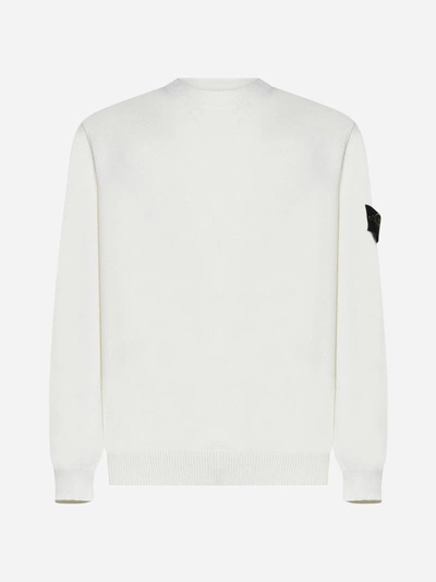Shop Stone Island Cotton Sweater In White