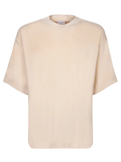 Shop Burberry Short Sleeves Beige T-shirt In White