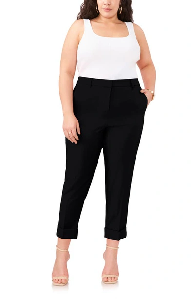 Vince Camuto Plus Wide Cuff Cropped Trousers In Rich Black