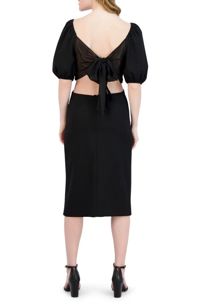 Shop Julia Jordan Tie Back Puff Sleeve Dress In Black