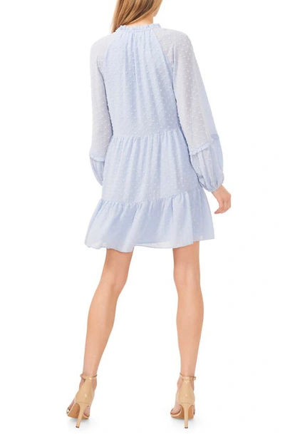 Shop Cece Clip Dot Ruffle Long Sleeve Shift Dress In Blue Air