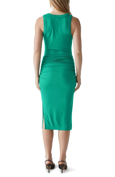 Shop Michael Stars Wren Side Slit Sleeveless Body-con Midi Dress In Kelly