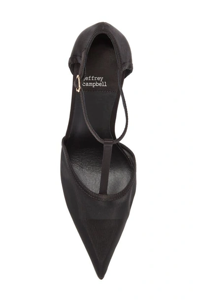 Shop Jeffrey Campbell Antics Pointed Toe T-strap Pump In Black Mesh