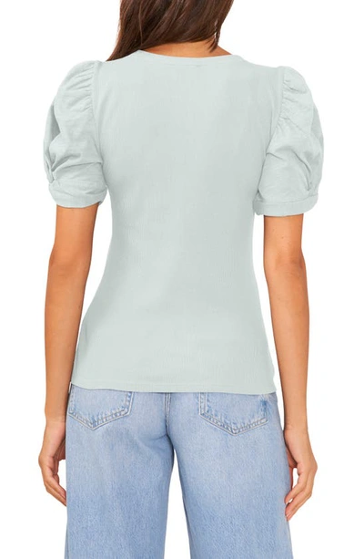 Shop 1.state Puff Sleeve Rib Knit T-shirt In Blue Glass