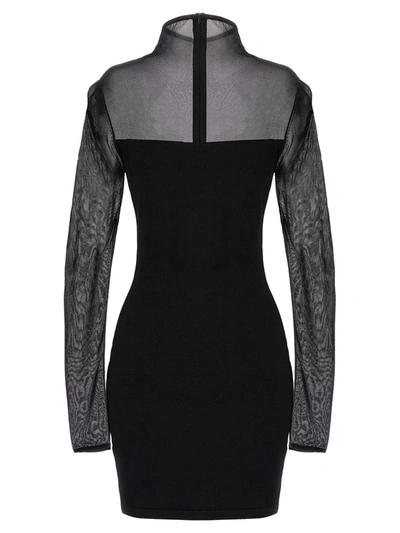 Shop Nensi Dojaka 'fitted Semisheer' Dress In Black