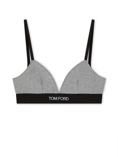 Shop Tom Ford Bralette With Logo In Grey