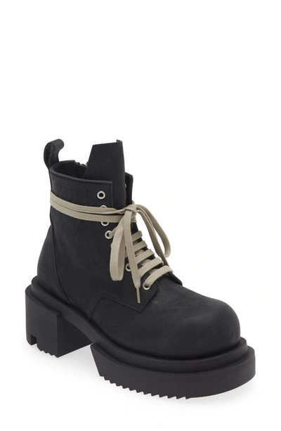 Shop Rick Owens Lido Laced Combat Boot In Black