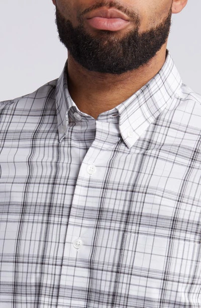 Shop Nordstrom Trim Fit Tech-smart Plaid Button-down Shirt In White- Grey Lisbon Plaid
