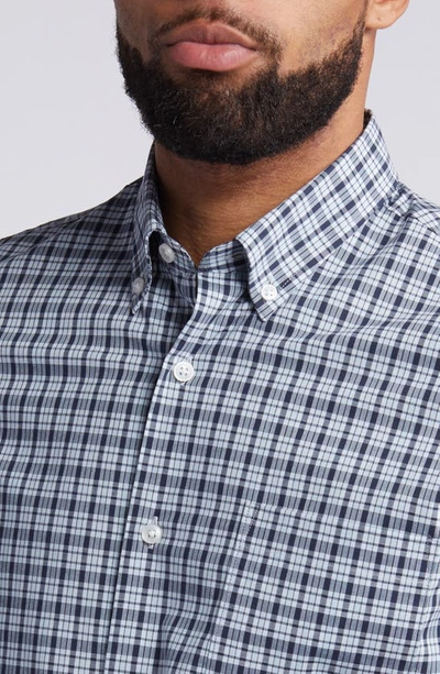 Shop Nordstrom Trim Fit Tech-smart Plaid Button-down Shirt In Blue- Navy Tavira Plaid