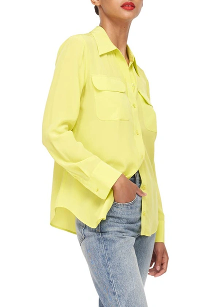 Shop Equipment Signature Slim Fit Silk Button-up Shirt In Evening Primrose