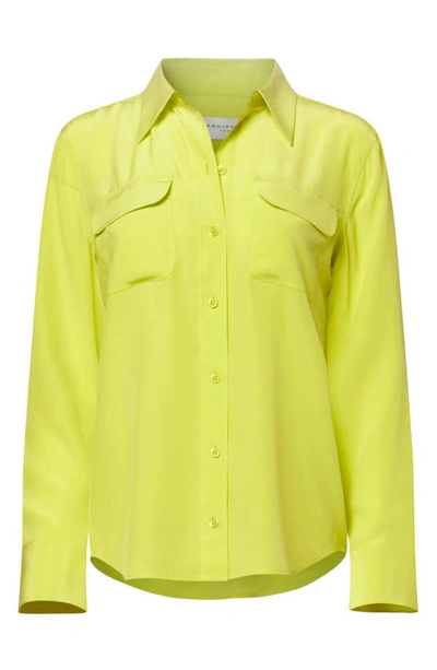Shop Equipment Signature Slim Fit Silk Button-up Shirt In Evening Primrose
