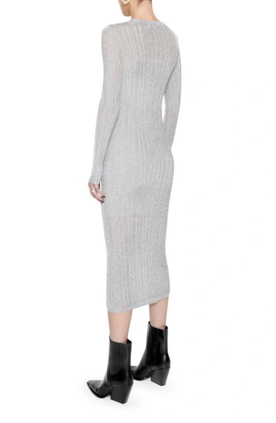 Shop Rebecca Minkoff Abbey Long Sleeve Midi Sweater Dress In Metallic Silver