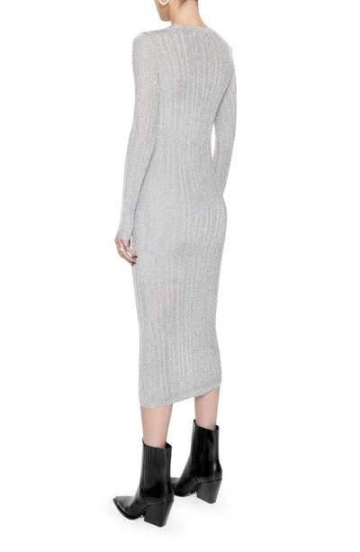 Rebecca Minkoff Abbey Long Sleeve Midi Sweater Dress In Metallic Silver